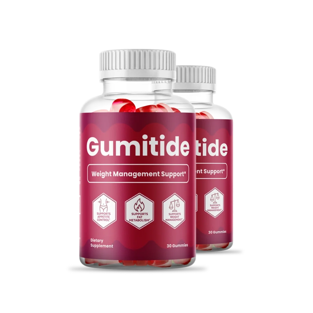 Gumitide weight management gummies bottles isolated on transparent background
